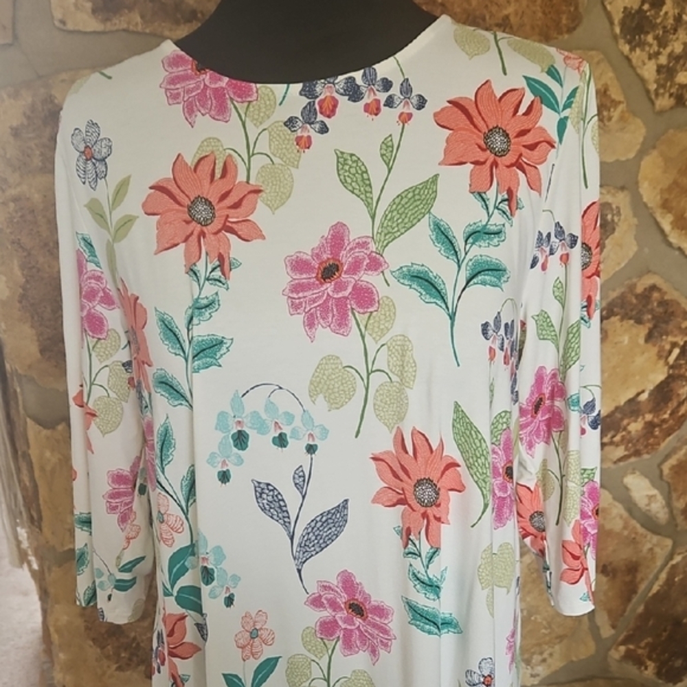 J.Jill Floral Print Lightweight Dress Sz M - Picture 2 of 12